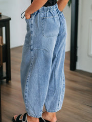Myosotis Large Patch Pocket Drawstring Paperbag Waist Barrel Jeans - Miniatuur