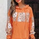 Flamingo Mix Bloemen Patchwork Side Slit Capuchontrui met Trekkoord
