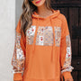 Sweatshirt Floral Patchwork Floral Side Slit Hoodie