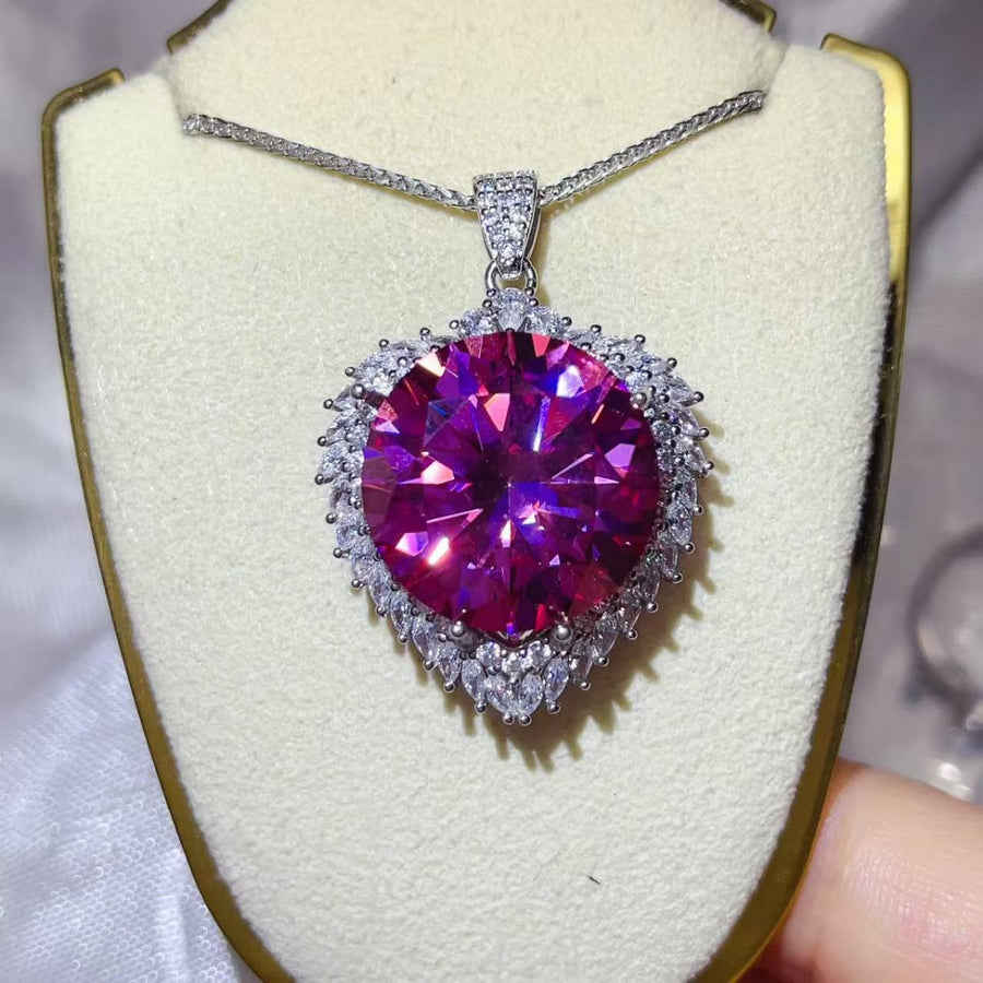 20 Carat Moissanite 925 Sterling Silver Pendant Necklace | Redblad 18K Solid Gold & Certified Diamond Necklaces