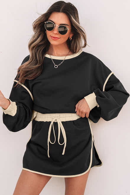 Ensemble de pulls amples et de taille-lacets à lacets noirs - Damesmode Afbeelding 1