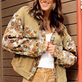 Chaqueta de punto caqui con estampado floral retallado y retallado - Foto 4