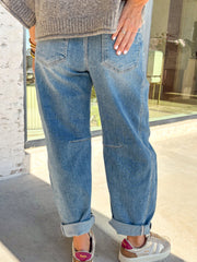 Jeans a canne con polsette Blu Cielo Medium Wash - Miniatuur