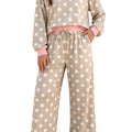 Khaki Polka Dot Contrast Trim mat laangärmege Uewen, Zuchschnouer-Shift-Boxen-Set - Foto 3