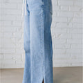 Myosotis Slit-Leg-Jeans mit hoher Rise, Kordelzug-Casual-Jeans - Foto 4