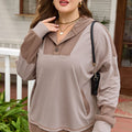 Goat Waffle Contrast Patchwork Plus-Size Hoodie mit Taschen - Foto 3