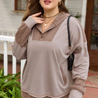 Goat Waffle Contrast Patchwork Plus Size Pocketed Hoodie - Thumbnail