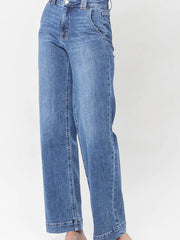 Jeans azzurro cielo con doppia zip e gamba dritta - Miniatuur