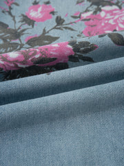 Sky Blue Garden Floral Print Bootcut Jeans - Miniatuur