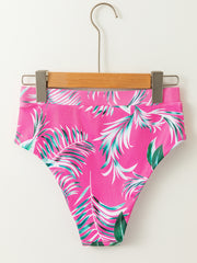 Rose Tropical Print Textured Bikini Bottoms - Miniatuur