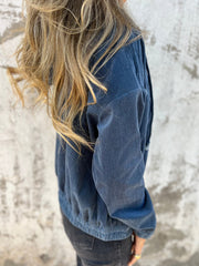 Real Teal Corduroy Drawstring Hooded Pocket Zip Up Jacket - Miniatuur