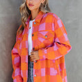 Bolsillos de cuadros naranjas Camisa abotonada con cuello abatido - Foto 4
