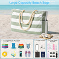 Light Blue Striped Waterproof Canvas Large Capacity Tote Bag - Foto 6