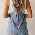 Myosotis Floral Print Denim Shortalls - Foto 2