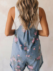 Myosotis Floral Print Denim Shortalls - Miniatuur