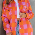 Bolsillos de cuadros naranjas Camisa abotonada con cuello abatido - Foto 1