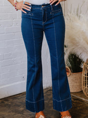Jeans droits à couture profonde Sail Blue Center - Miniatuur