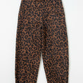 Brown Clear Seam Detail Patchwork Leopard Print Barrel Jeans - Damesmode Afbeelding 6 - Foto 6