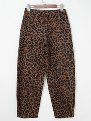 Vaqueros de barril, estampado de leopardo con costura transparente marrón - Damesmode Afbeelding 6 - Miniatuur