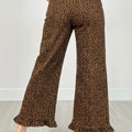 Brown Leopard Print Ruffled Hem Shift Jeans - Damesmode Afbeelding 4 - Foto 4