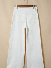 Weiße, einfarbige lockere Casual-Jeans - Miniatuur