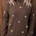 Pullover mit langen Ärmeln mit Chicory Coffee Blumenmuster und hohem Ausschnitt - Foto 3