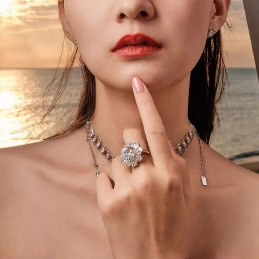 5 Carat 925 Sterling Silver Moissanite Ring | Redblad 18K Solid Gold & Certified Diamond Rings