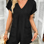 V-Neck Casual Short Sleeve Romper with Pockets