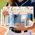 Brown BASEBALL  Chenille Letter Patch Game Day Stadium Clear PVC Cosmetic Bag - Damesmode Afbeelding 4 - Foto 4
