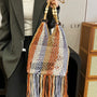 Woven Fringe Shoulder Bag with Wooden Handle