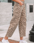 Sky Blue Leopard Print Barrel Leg Jeans