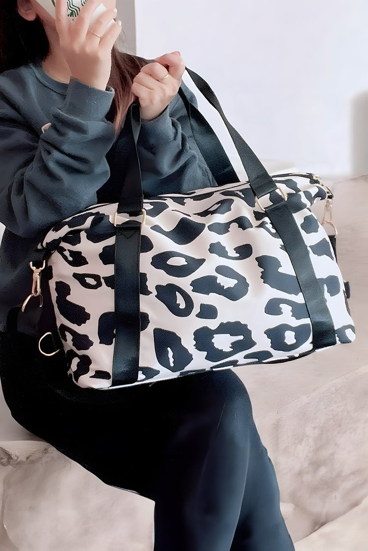 Borsa da viaggio grande con stampa leopardo nera - Damesmode