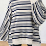 Blue Stripe Striped Ribbed Stand Neck with Long Sleeves Shift Silhouette Comfy Sweater