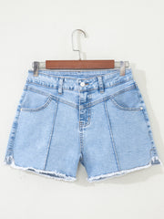 Myosotis High Waist Frayed Denim Shorts - Miniatuur
