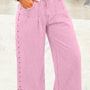 Détail latéral perlé rose Jeans amples fendus