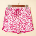 Rosa Leopard Elastesch Tailleband Schnürung Kontrast Trim Casual Shorts - Foto 4