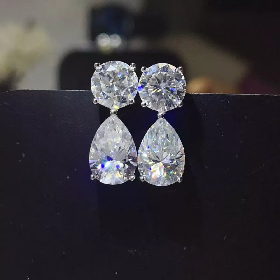 16 Carat Moissanite 925 Sterling Silver Earrings | Redblad 18K Solid Gold & Certified Diamond Earrings