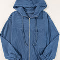 Real Teal Cord Zuchschnouer Kapuzen-Täsch Zip-up Jackett - Foto 6