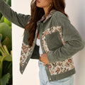 Dearlovers Sage Green Rippen-Retro-Blumen-Patchwork-Shirt-Stil Jacke - Foto 3