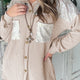 Parchment Pailletten Patch Chest Zakken Corded Shacket