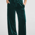 Evergreen Solid Drawstring Waist Wide Leg Pants - Foto 1