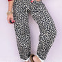 Schwarze Leopardenmuster-Barrel-Jeans