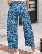Sky Blue Leopard Print Barrel Leg Jeans