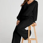 Black V Neck Cropped Seamed High Waist Sports Wear - Damesmode Afbeelding 2 - Thumbnail