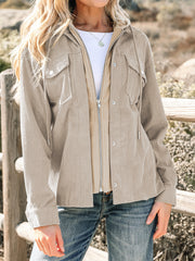 Laurel Green 2-in-1 Thermo-Strickjacke mit Textur-Struktur Kapuzenjacke - Miniatuur