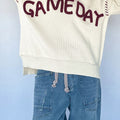 Beige Drop Shoulder Game Day Letter Print Pullover Sweater - Damesmode Afbeelding 3 - Foto 3