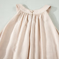 Beige Sheer Hollowed Floral Lace Hem Patchwork Loose Halter Summer Dress - Damesmode Afbeelding 6 - Foto 6