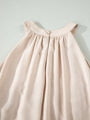 Beige Sheer Hollowed Floral Lace Hem Patchwork Loose Halter Summer Dress - Damesmode Afbeelding 6 - Miniatuur