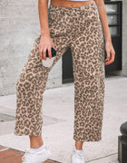 Sky Blue Leopard Print Barrel Leg Jeans
