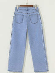 Jeans Beau Blue Contrast Stripe Side Side Patchwork - Damesmode Afbeelding 6 - Miniatuur